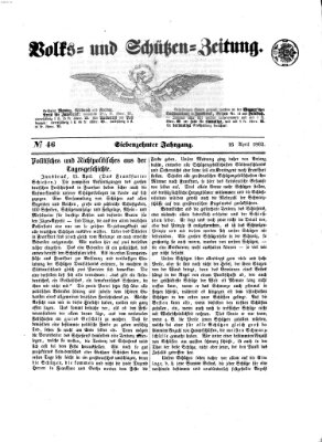 Volks- und Schützenzeitung Mittwoch 16. April 1862