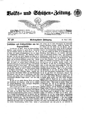 Volks- und Schützenzeitung Samstag 19. April 1862