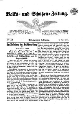 Volks- und Schützenzeitung Mittwoch 23. April 1862