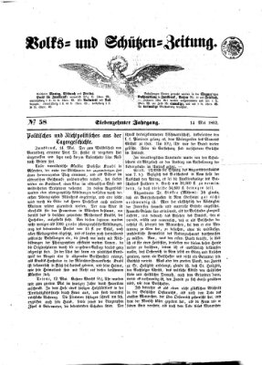 Volks- und Schützenzeitung Mittwoch 14. Mai 1862