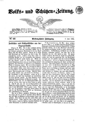 Volks- und Schützenzeitung Montag 2. Juni 1862