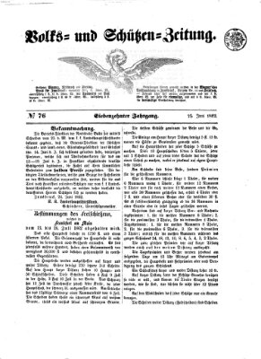 Volks- und Schützenzeitung Mittwoch 25. Juni 1862