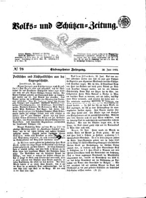 Volks- und Schützenzeitung Montag 30. Juni 1862