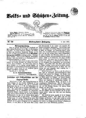 Volks- und Schützenzeitung Mittwoch 2. Juli 1862