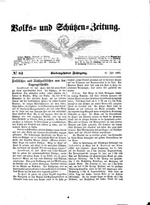 Volks- und Schützenzeitung Freitag 11. Juli 1862