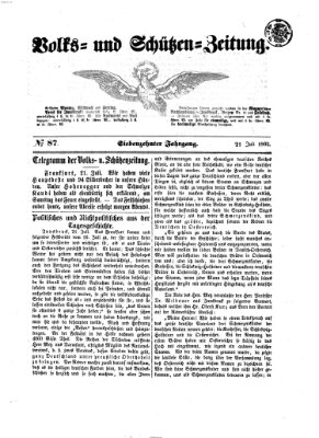 Volks- und Schützenzeitung Montag 21. Juli 1862