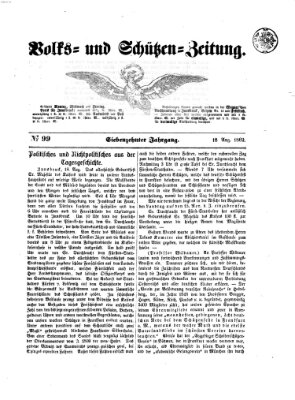 Volks- und Schützenzeitung Montag 18. August 1862