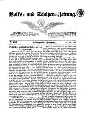 Volks- und Schützenzeitung Freitag 22. August 1862