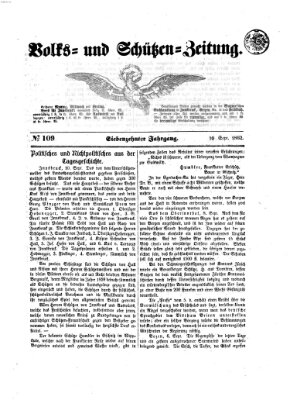 Volks- und Schützenzeitung Mittwoch 10. September 1862