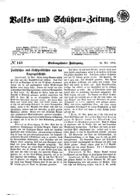 Volks- und Schützenzeitung Montag 24. November 1862