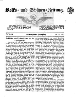 Volks- und Schützenzeitung Mittwoch 10. Dezember 1862