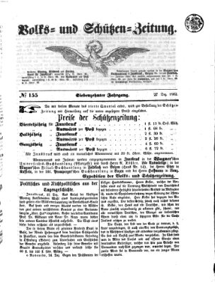 Volks- und Schützenzeitung Samstag 27. Dezember 1862