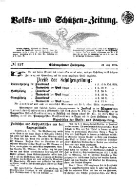 Volks- und Schützenzeitung Mittwoch 31. Dezember 1862