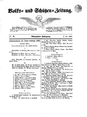 Volks- und Schützenzeitung Montag 5. Januar 1863