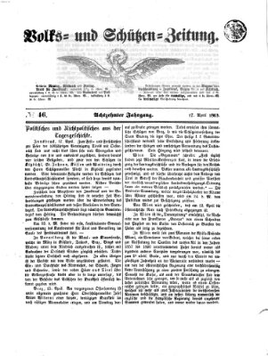 Volks- und Schützenzeitung Freitag 17. April 1863