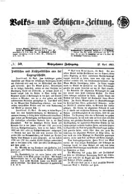 Volks- und Schützenzeitung Montag 27. April 1863