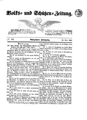 Volks- und Schützenzeitung Mittwoch 29. April 1863