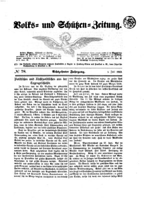 Volks- und Schützenzeitung Mittwoch 1. Juli 1863