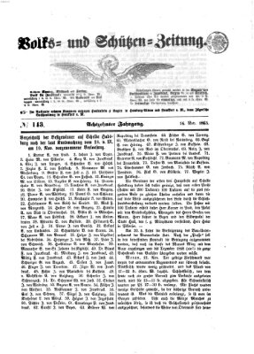 Volks- und Schützenzeitung Montag 16. November 1863