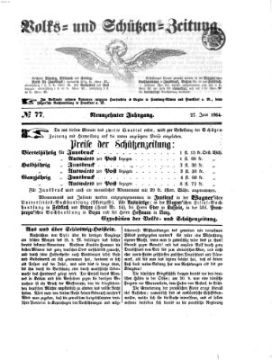 Volks- und Schützenzeitung Montag 27. Juni 1864