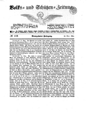 Volks- und Schützenzeitung Freitag 16. September 1864