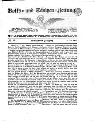 Volks- und Schützenzeitung Montag 31. Oktober 1864