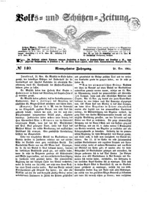 Volks- und Schützenzeitung Montag 21. November 1864