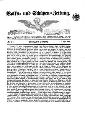 Volks- und Schützenzeitung Mittwoch 5. April 1865