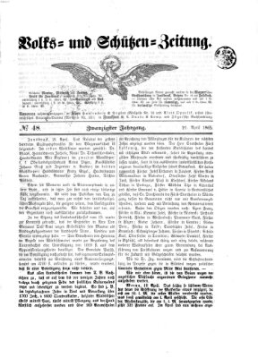 Volks- und Schützenzeitung Freitag 21. April 1865