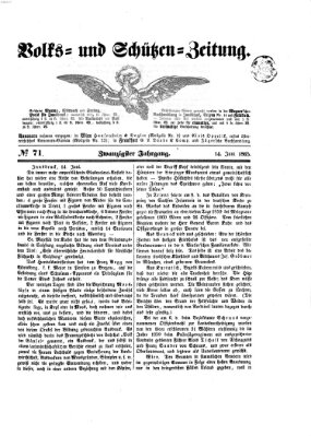 Volks- und Schützenzeitung Mittwoch 14. Juni 1865