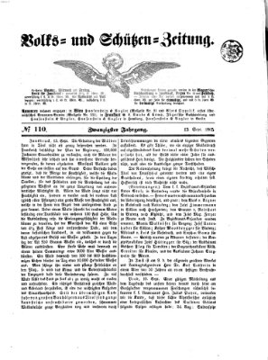 Volks- und Schützenzeitung Mittwoch 13. September 1865