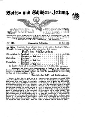 Volks- und Schützenzeitung Montag 25. September 1865