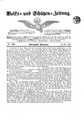 Volks- und Schützenzeitung Mittwoch 22. November 1865