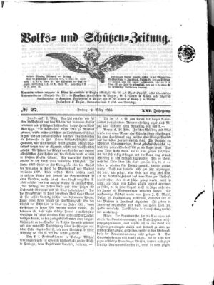 Volks- und Schützenzeitung Freitag 2. März 1866