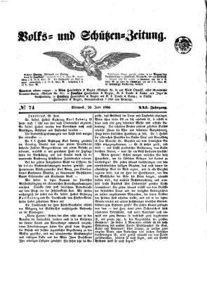 Volks- und Schützenzeitung Mittwoch 20. Juni 1866