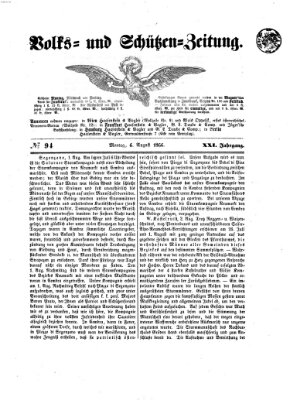 Volks- und Schützenzeitung Montag 6. August 1866