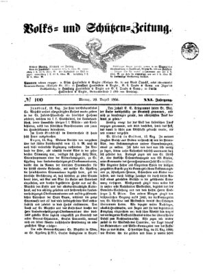 Volks- und Schützenzeitung Montag 20. August 1866