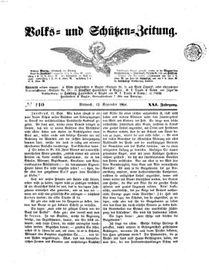 Volks- und Schützenzeitung Mittwoch 12. September 1866