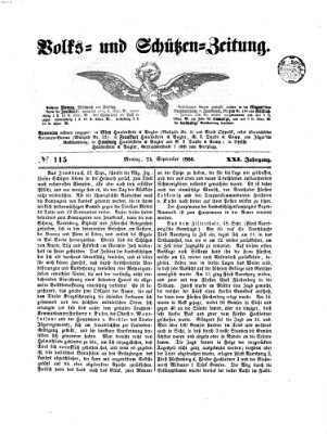 Volks- und Schützenzeitung Montag 24. September 1866