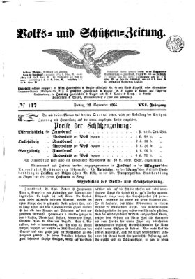 Volks- und Schützenzeitung Freitag 28. September 1866