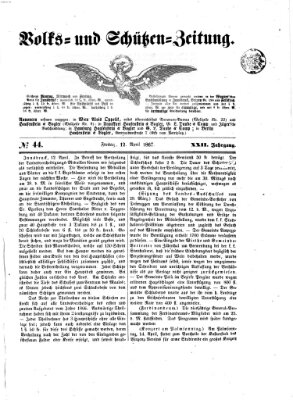 Volks- und Schützenzeitung Freitag 12. April 1867