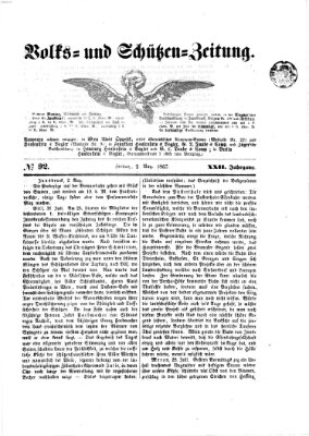 Volks- und Schützenzeitung Freitag 2. August 1867