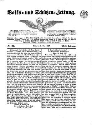 Volks- und Schützenzeitung Mittwoch 7. August 1867