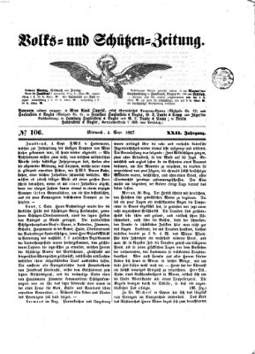 Volks- und Schützenzeitung Mittwoch 4. September 1867