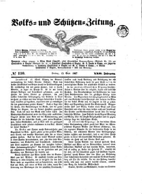 Volks- und Schützenzeitung Freitag 13. September 1867