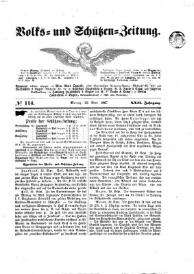 Volks- und Schützenzeitung Montag 23. September 1867