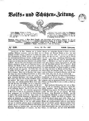 Volks- und Schützenzeitung Freitag 22. November 1867