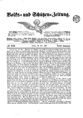 Volks- und Schützenzeitung Freitag 29. November 1867