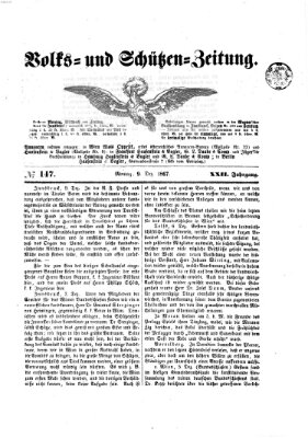 Volks- und Schützenzeitung Montag 9. Dezember 1867