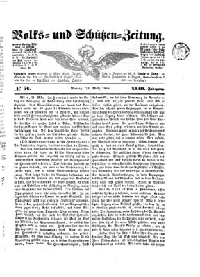 Volks- und Schützenzeitung Montag 23. März 1868